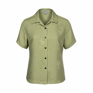 Port Authority Island Series Green Button-up Jacquard Shirt Women's Medium NEW